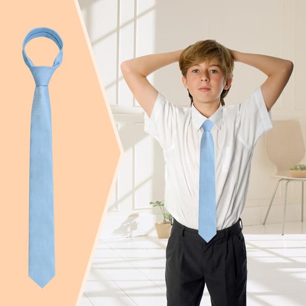 Slips for gutter, selvbindende barneslips, ensfarget gutteslips, konfirmasjon/skole, lyseblå - Skyblue