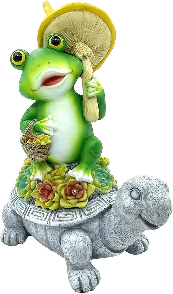Solcellelampe Haveudsmykning Skildpadde & Frø – Udendørsstatue til Terrasse & Altan