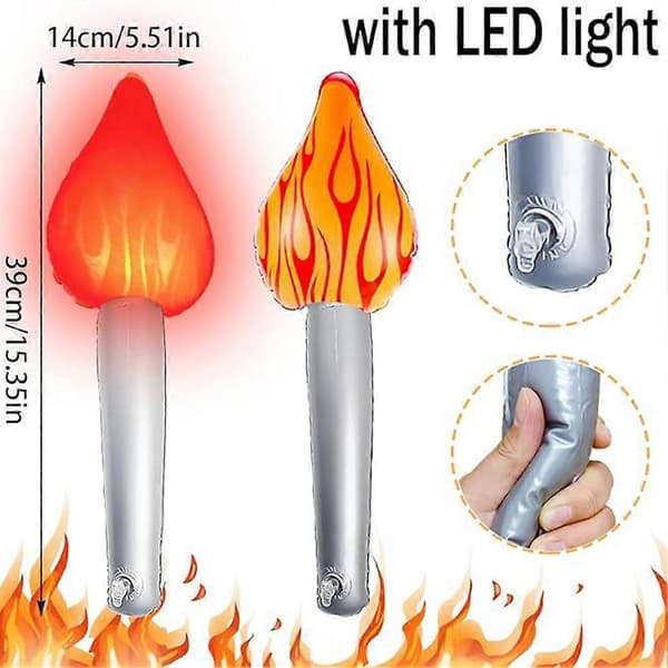 Inflatable Torches LED Flames Flickering Lantern Waterproof Torches Props for Cosplay Party