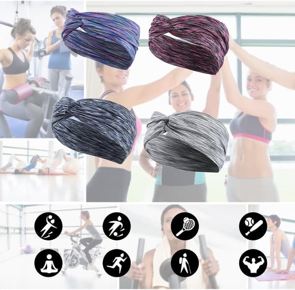 Sportpannebånd for kvinner, løping yoga trening pannebånd elastisk