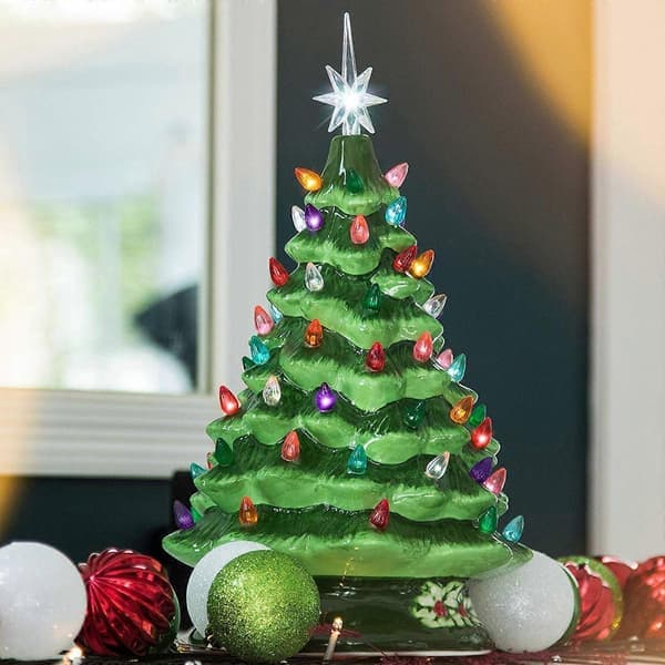 Julepynt Keramisk Juletræ Juletræ LED Dekoration Keramisk Skrivebords Julepynt Udsalg One SizeA