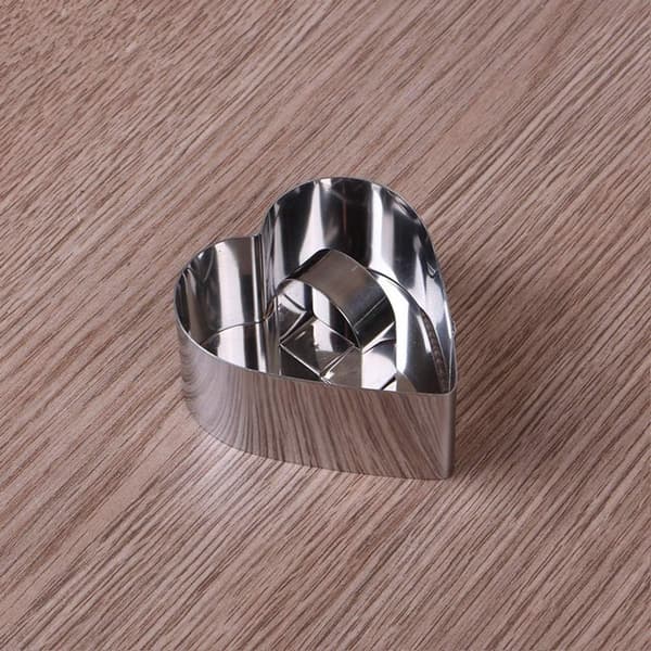 6 stk - dessertringer i rustfritt stål med håndtak, former for baking og matlaging av kaker, mousser og desserter 8*3,8 cm sølv Hjerte_yu