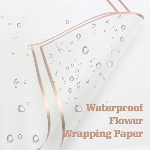 20 ark bukettomslagspapper - 58x58 cm, vanntett blomsterpapir - for bryllup, gaver - hvit
