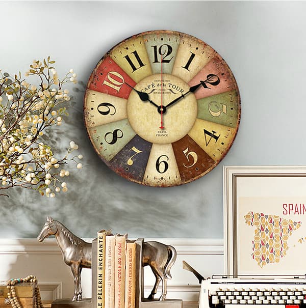 30cm Shabby Retro Tyylinen Puinen Seinäkello