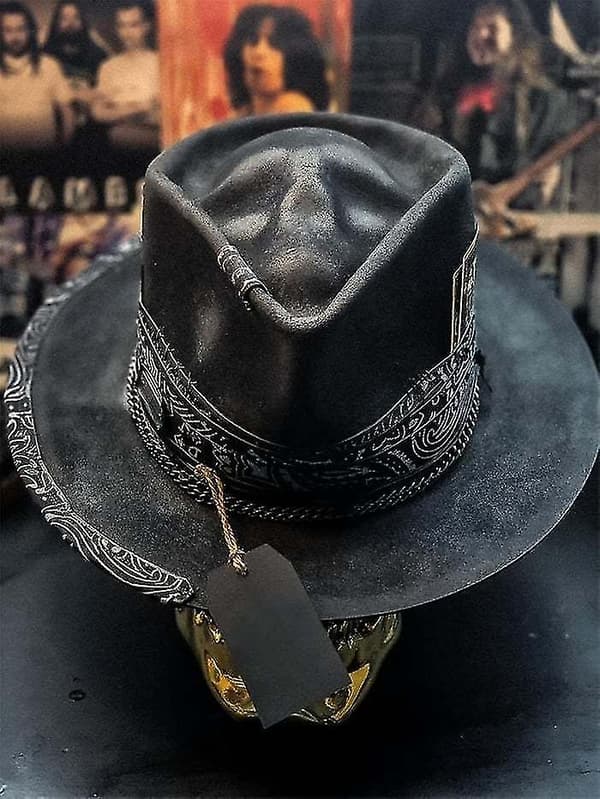 Cowboyhat til mænd, punkstil, western cowboyhat, dødningehovedhat