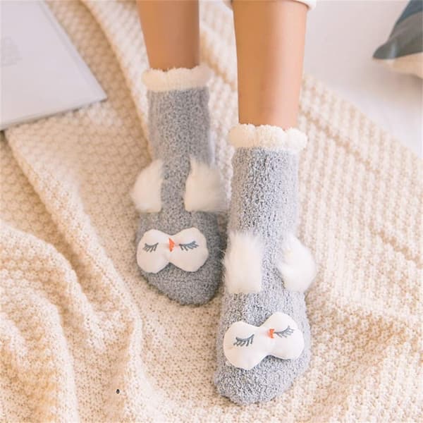 Hemmastrumpor tykke søde strømper koralfleece sove strømper vinter varme strømper plys strømper strikkede strømper fluffy vinter varme strømper