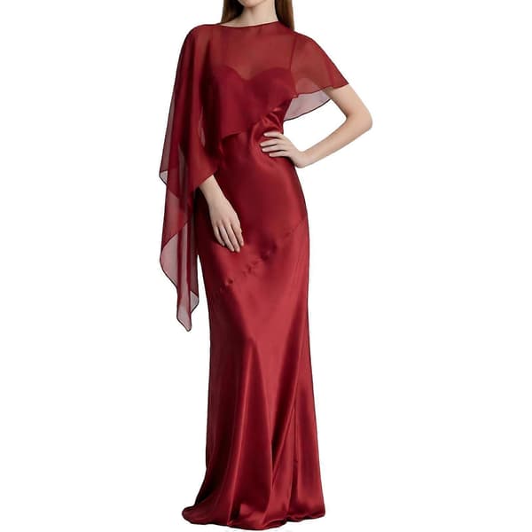 Chiffon Shawl Wrap Lightweight Sheer Formal Shoulder Cover for Dresses with Flowing Drape for Wedding Party Red Red Red
