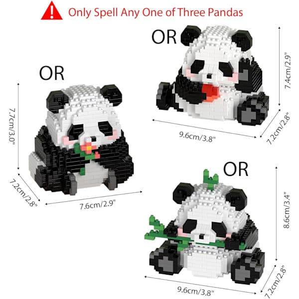 3-in-1 Panda Building Blocks Construction Toys Animal Bricks Building