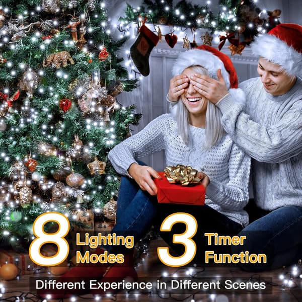 Ollny Christmas Lights, 500LED 164FT Long Christmas Tree Lights with 8 Cool White