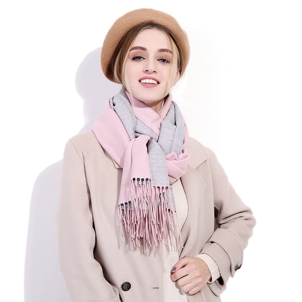 Rosa grå tørklæde vinter pashmina sjal til kvinder lang stor thi