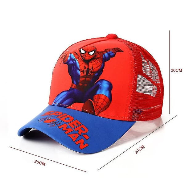 Justerbar Spiderman Baseballcaps for Barn Mesh Nett Snapback Solhatt (A)
