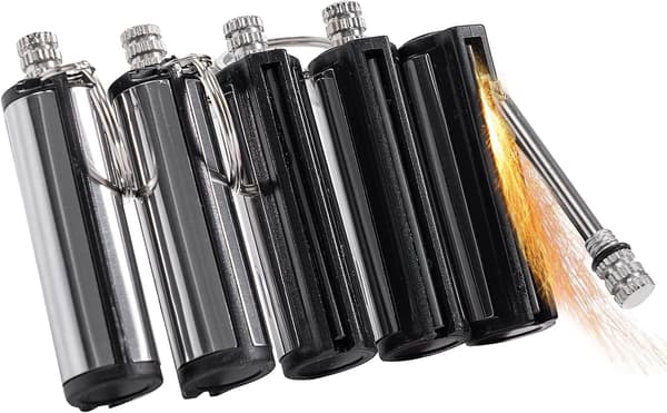 5-pak permanent tændstiklighter - Vandtæt nøglering overlevelsesværktøj -