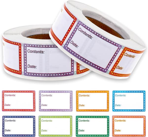 Removable Freezer Labels, 1000 Pcs, Multi-colored Waterproof Oil-proof for Jars