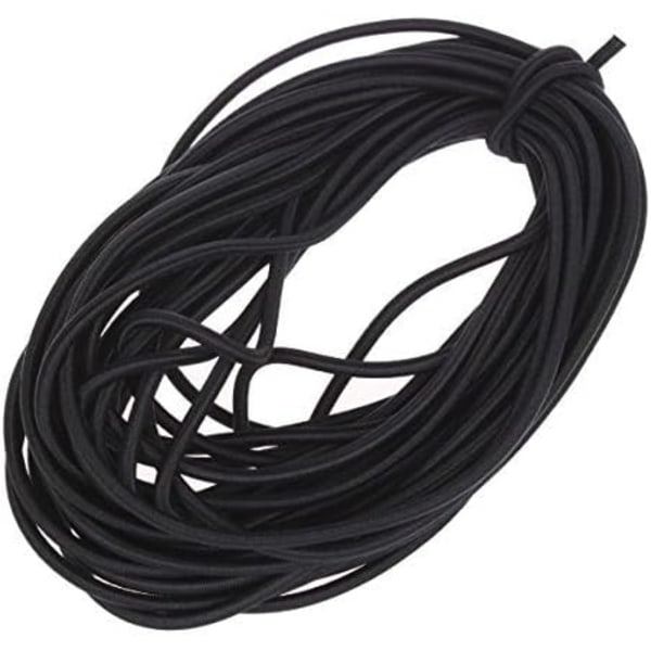 1/8-tommer (3 mm) Sort Kraftig Stræk Rund Elastisk Snor (10 Yards Længde) Sort Sort Sort