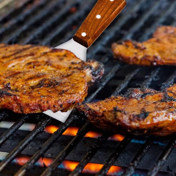 Premium grillskraber i rustfrit stål, skrå spatel, 2-pak