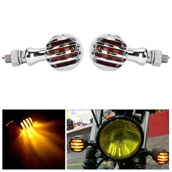 1 Pair Retro Style Universal Turn Signal Lamp Motorcycle Modification Accessories Silver