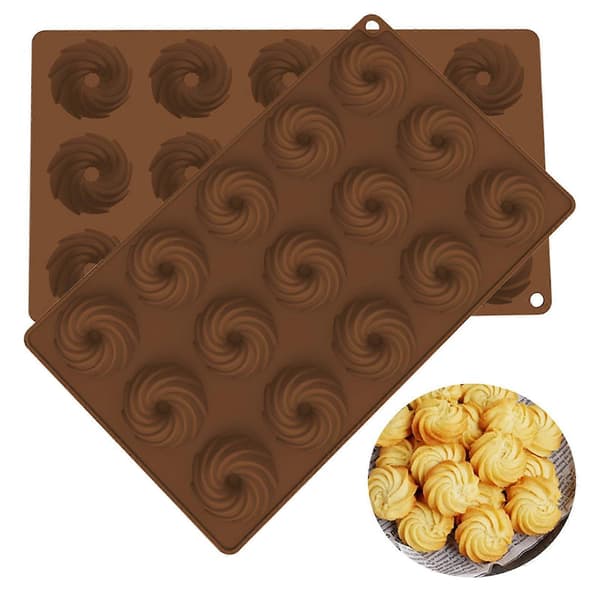 Jikaixiang Silikonekageform 15-hullers Spiral Kageform Non-Stick Bageform til Kager Bagværk Mousse Dessert