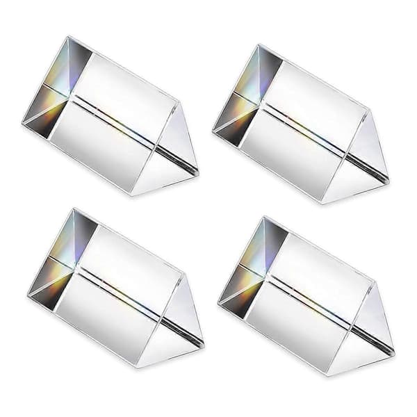 4 stk Klar Triangulær Prisme for Regnbue Lys Krystall Optiske Prismer Glass Fysikkundervisning Refraksjon (FMY) Transparent Transparent