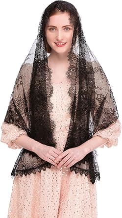 Catholic Chapel Veil Spanish Lace Floral Mantilla Veils Shawl Wrap Mass Head Covering Rectangular Shape