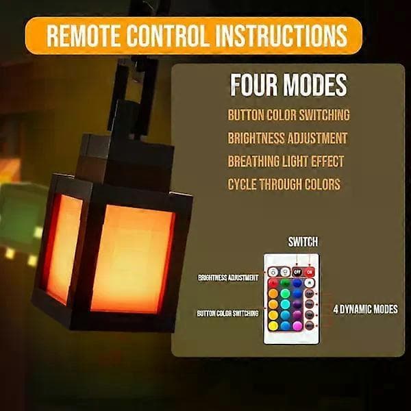Pixelated Night Light - 16-Color RGB Remote Control, USB Rechargeable Design, Costume-FA-