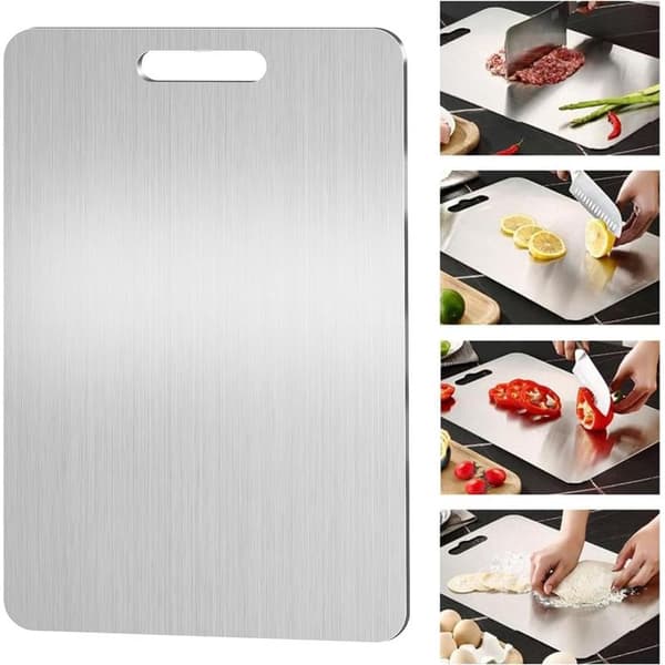 Titanium Cutting Board 39 x 28 cm - Double-Sided for Meat and Vegetables - Easy to Clean and Store - Antibacterial