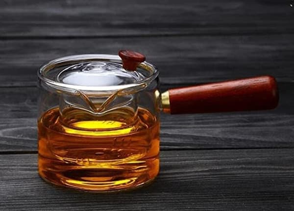 Bærbar glastekande med infuser, til løs te, 450 ml -