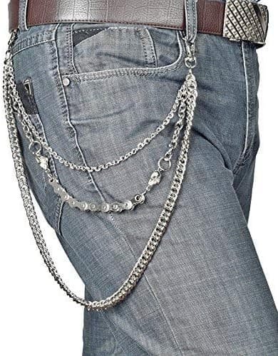 Biker Skull Wallet Chain Punk Mænd Cool Skull Punk Bukser Lang W