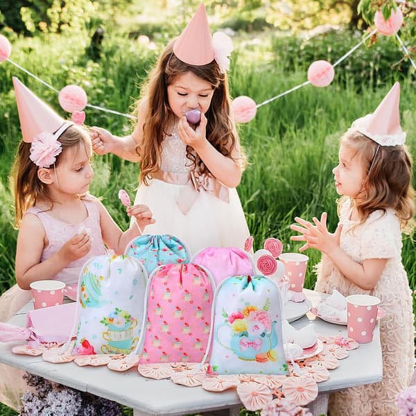 24 stk. Te-selskab Favoritposer Blomstergave Snørepose -