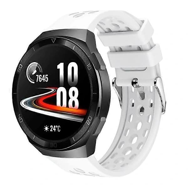 22 mm blødt silikone-udskiftningsrem kompatibel med Huawei Watch GT 2e, hvid