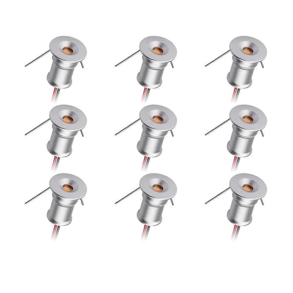 Mini Downlight DC12V 1W 3000K 9-pak Sølv, Bruges til indendørs belysning i skabe, skabsbelysning, kunstværksbelysning