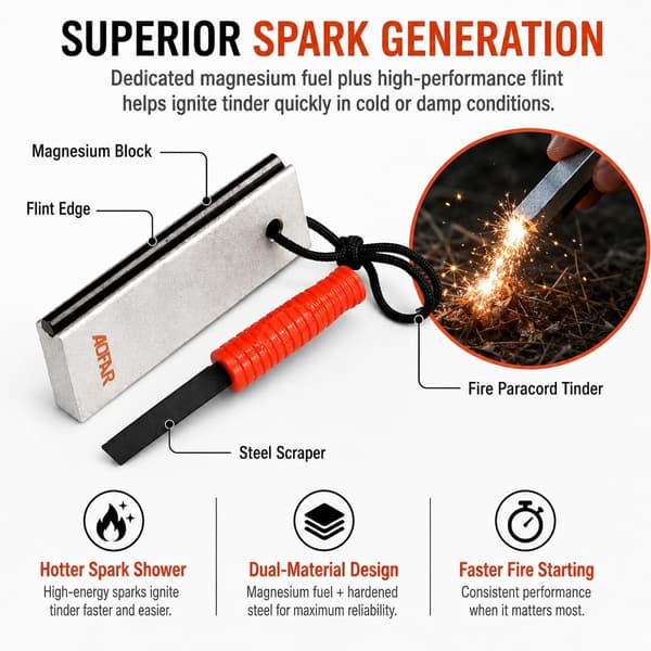Magnesium Fire Starter 2-pak, Vandring, Jagt og Backpacking -