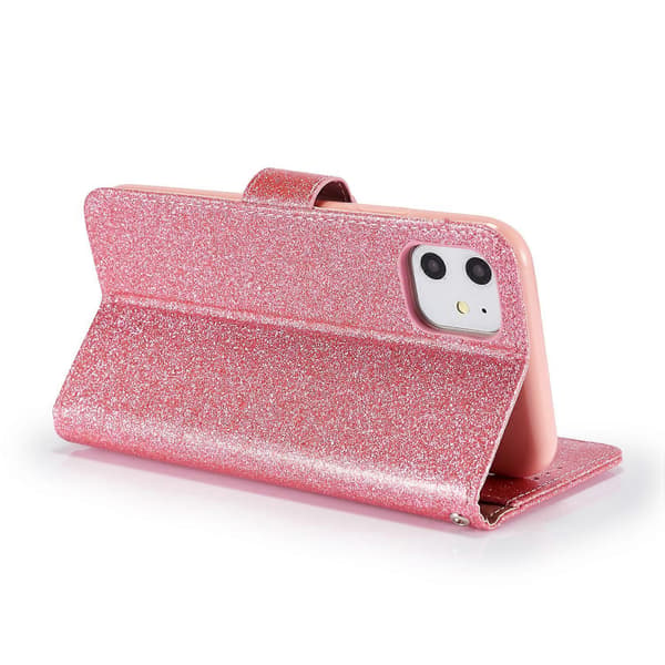 Glitterpudder Kjærlighet Lær Telefondeksel for iPhone 11