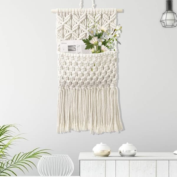 Makrame Veggdekor Elegant Håndlaget Veggdekor Bomullsvevd Boho