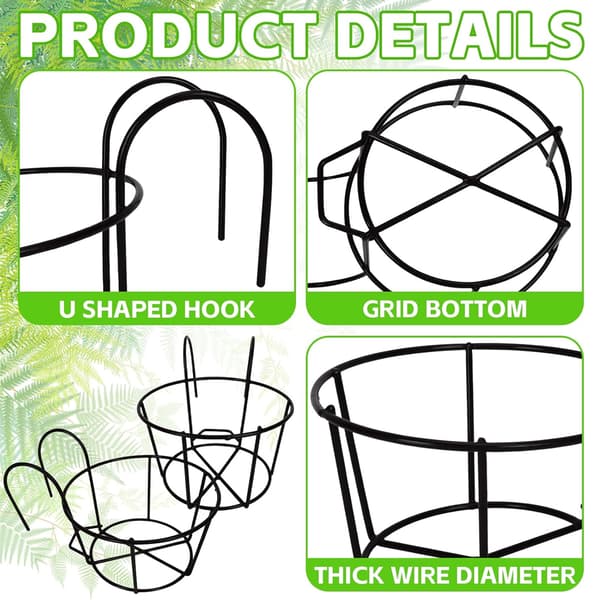4 pcs - Wall Mounted Iron Flower Pot Holder - Black