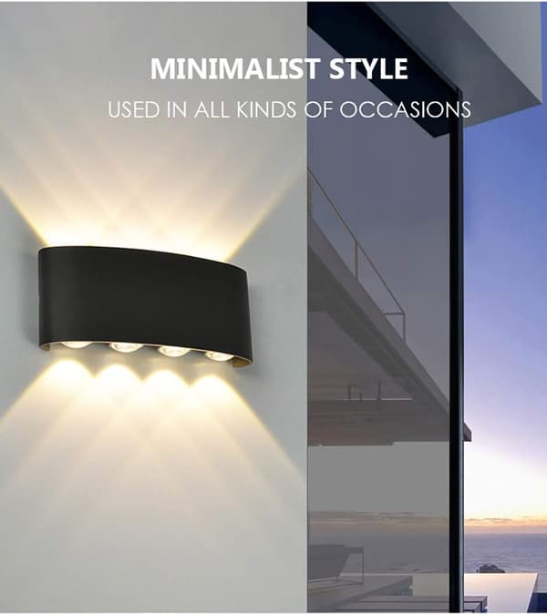 Moderni LED-seinävalaisin sisä-/ulkokäyttöön IP65 vedenpitävä 8W, Dow