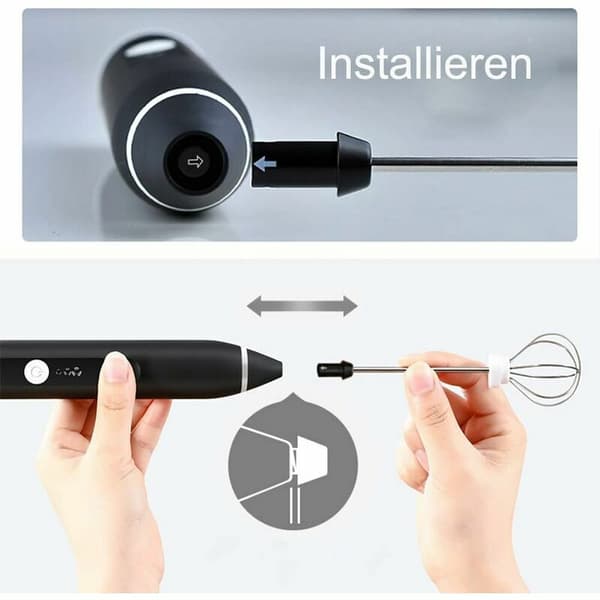 Elektrisk mælkeskummer USB genopladelig rustfrit stål - 2 i 1 - Til kaffe, latte og cappuccino, æg