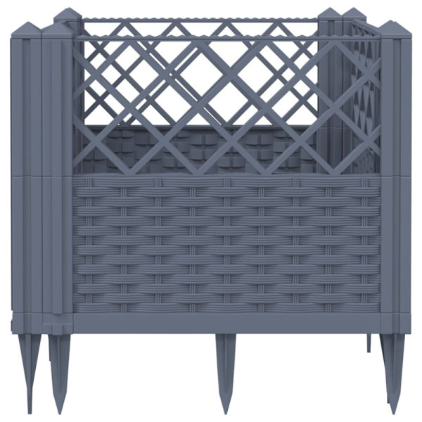 Raised bed with spikes blue-grey 43.5x43.5x43.5 cm PP