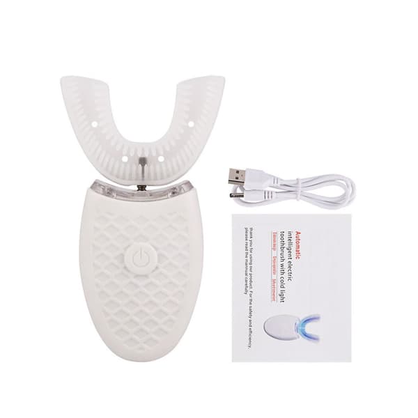 Fully Automatic 360° Electric Toothbrush - Vibrating Sonic Toothbrush White white