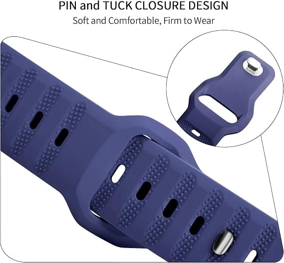 22mm Silicone Watch Band, Unisex, Adjustable Buckle, Quick Release, Blue Sport Strap, Smartwatch Compatible
