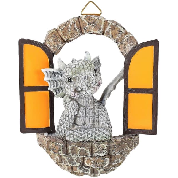 Resin Dinosaur Ornament Wall Mounted Art Statue Chic Garden Decoration