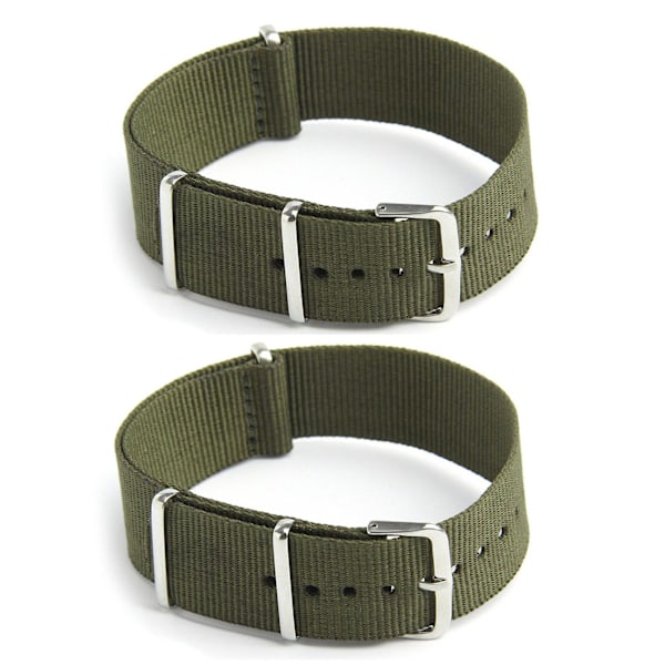 2x Watch Strap Band Military Nylon Canvas Divers G10 Mens Colour: Green Width:18mm