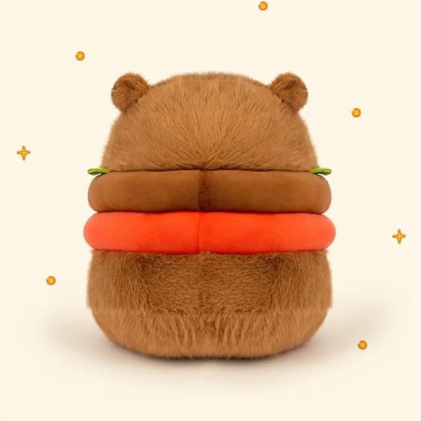 Realistisk Capybara Burger Plys, Søde Capybara Udstoppede Dyr Pude Plushie Legetøj, Blød Hamburger Mad Udstoppede Legetøjsdukker