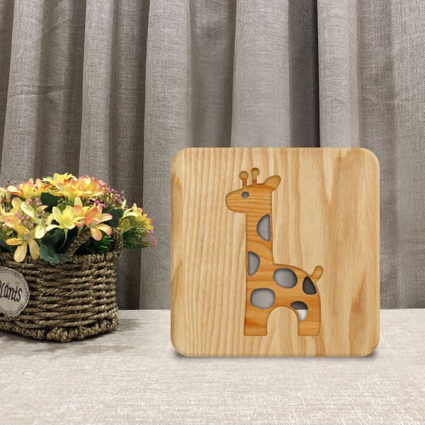 Giraff Tre Kunst Nattlampe Soverom Stue Dekorativ Bordlampe