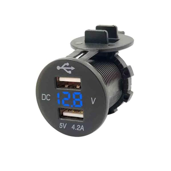 Kaksi USB 12V-24V A 2.1A 1A -korttipistorasia (1 kpl 5V 4.2A)