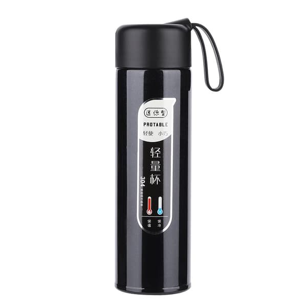 Husholdning 304 Rustfritt Stål Vakuumkopp Bærbar Termisk Kopp Isolasjon Vannflaske 320ml Svart 0.3 0.3
