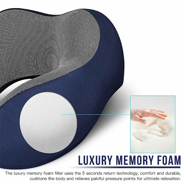 U-formet pude Memory Foam Rebound Nakkestøtte til rejser, fly, søvn