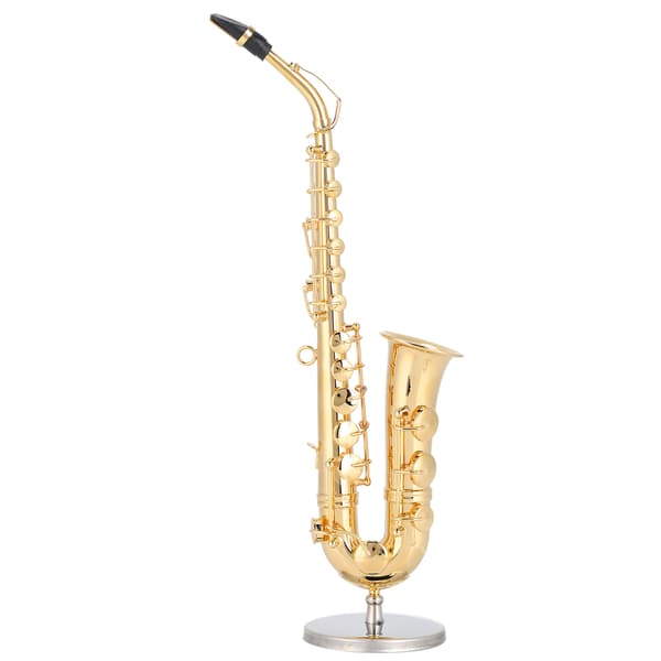 Saksofonpynt Miniatyrdekorasjon Minimusikkinstrument Modell Gavehåndverk 19cm