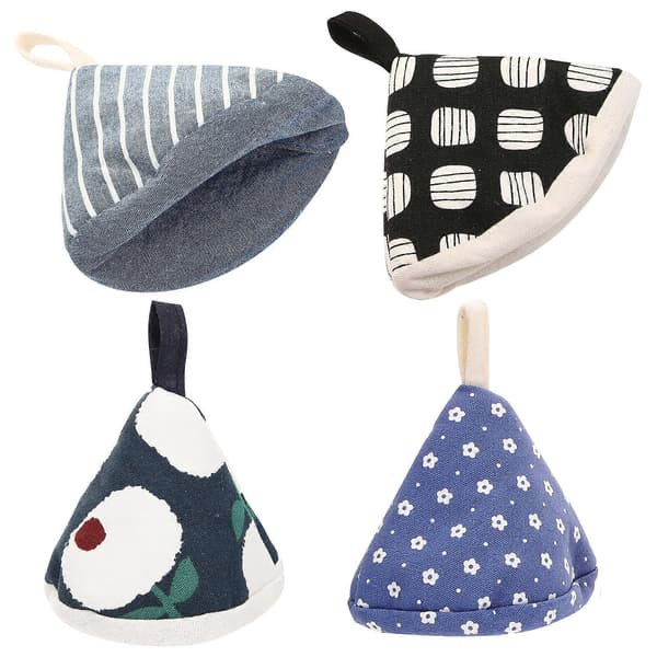 4 Pieces Hot Pot Lid Handle Mitt Anti Scalding Pot Knob Grips Triangular Pot Knob Cover
