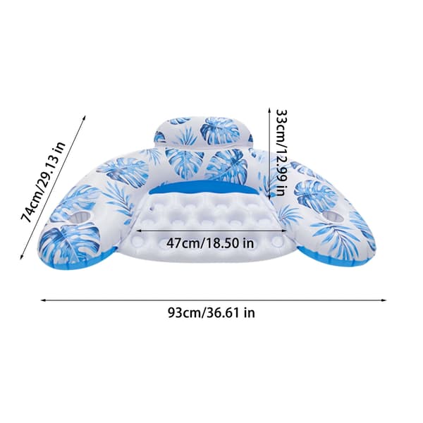 Summer Eco-Friendly PVC Printed U-Shaped Inflatable Floating Row with Cup Holder (Blue)