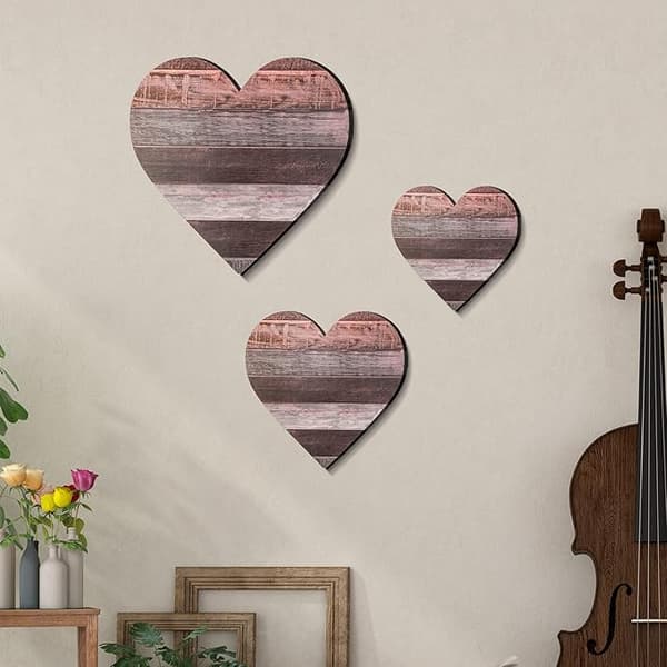 1 stk veggdekor i hjerteform, hjerteformet treskilt, hjerte